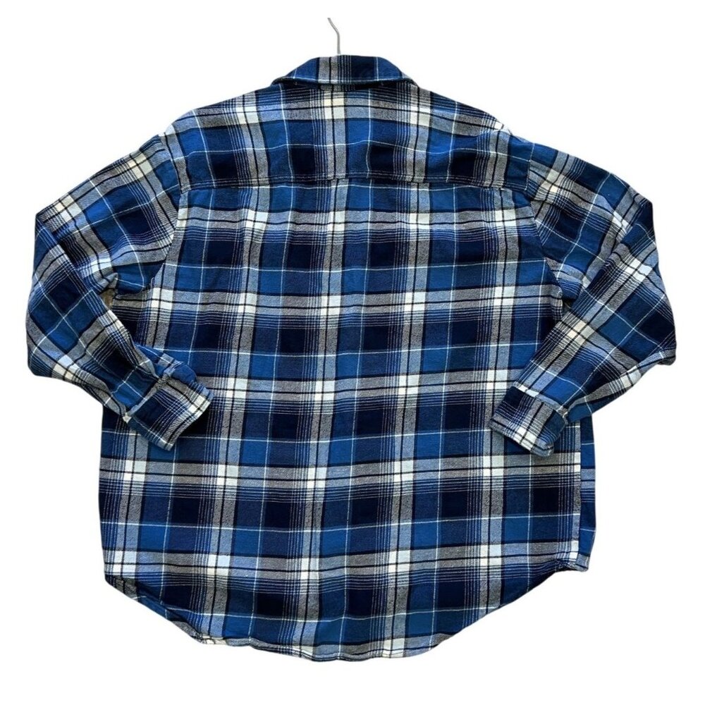 Old Navy The Boyfriend Shirt Blue Plaid Long Sleeve Button-Up Womens Size L - Picture 6 of 6